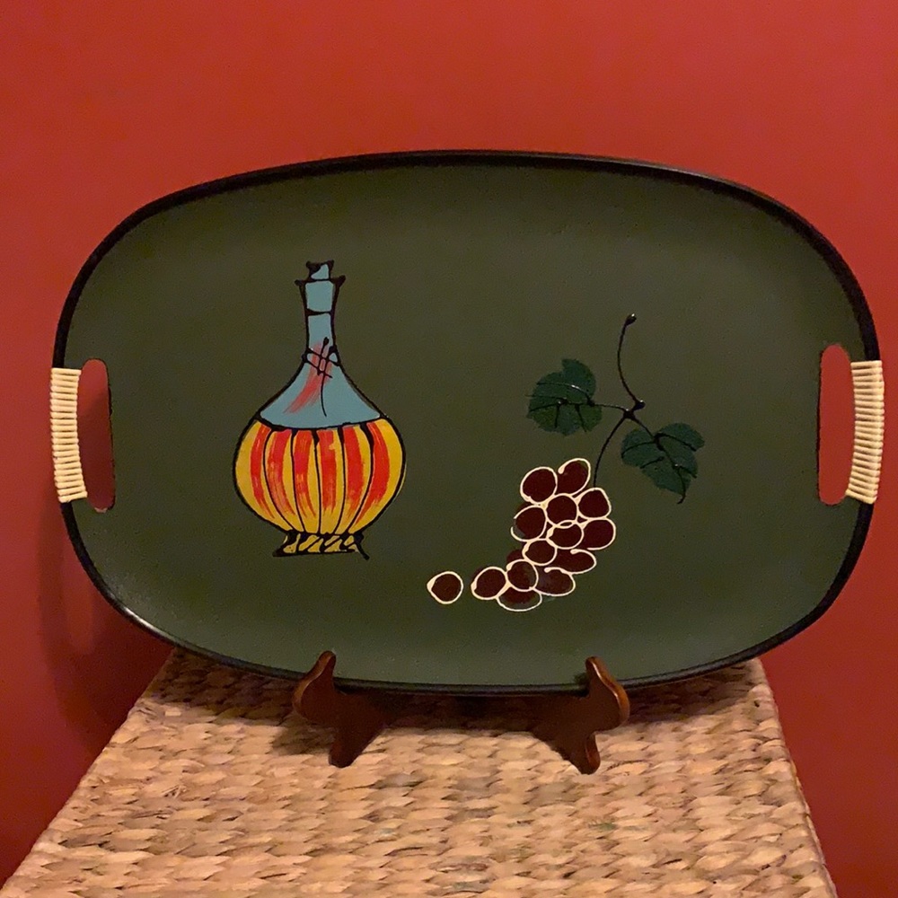 Vintage MCM Atomic 1960’s Tilso wine and grape fiberboard serving tray - Picture 2 of 9